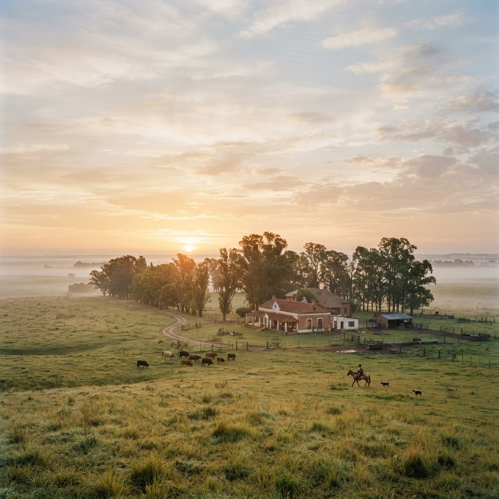 Paisaje de la estancia al amanecer